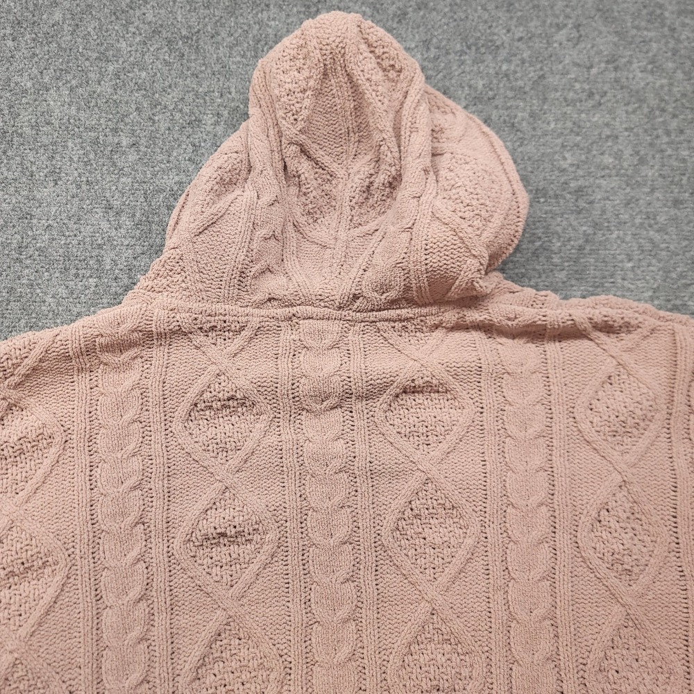 Adyson Parker Mauve Pink Cable Knit Hoodie Sweater XL Cropped Boho Relaxed - Picture 16 of 16